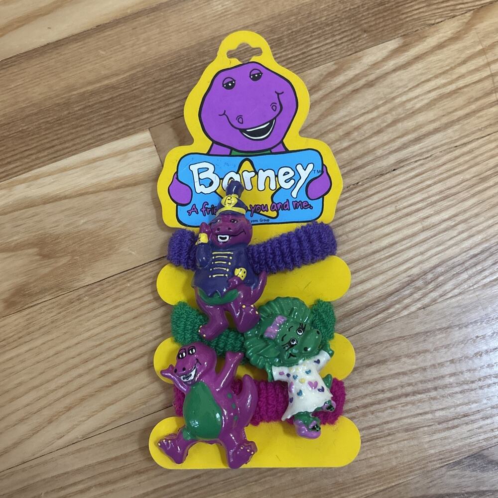 Barney Vintage 1990s Hair Ties - New Old Stock In Package Baby Bop 1993